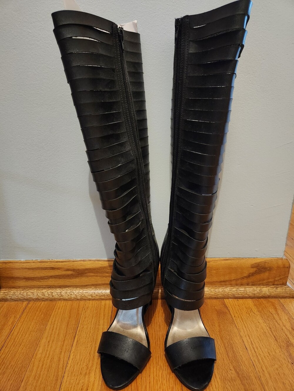 Brand New Black Qupid Gladiator Open Toe Boots 7